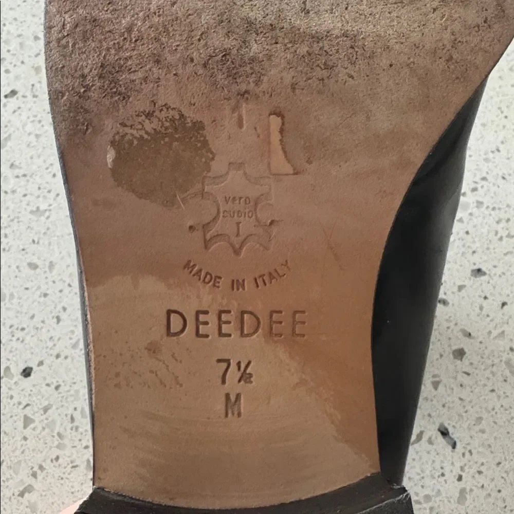 Brighton DEEDEE VINTAGE Black Brown Leather Mules Loafers Made in Italy Size 7.5